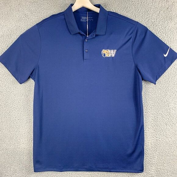 Nike Golf Polo Shirt Mens Extra Large NEW‎ Blue Dry Fit Golfer Outdoor Bulldogs - Picture 1 of 12